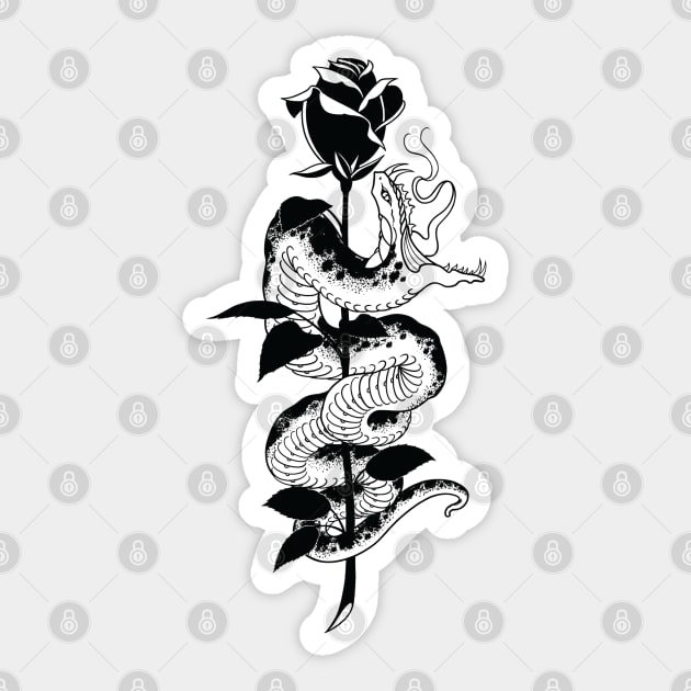 Snake and Rose Sticker by Seven Relics